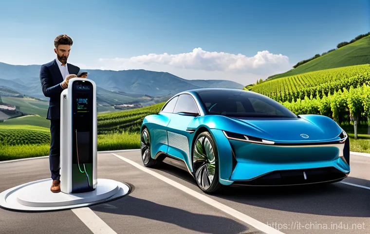중국 내외 전기차 트렌드 - **"A sleek, compact electric car, reminiscent of a modern city car, is elegantly parked on a cobbles...