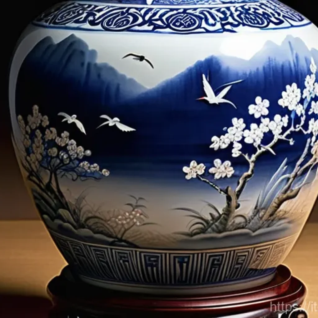 중국 전통 공예품과 의미 - **Prompt for Porcelain Art:**
"A meticulously crafted Chinese porcelain vase, exhibiting the cla...