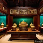 Home 21 중국 고대 무덤 발굴 유물 - A highly detailed ancient Chinese burial chamber interior, showcasing multiple rooms and corridors f...