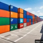 Home 20 중국과 미국 무역 분쟁 분석 - A detailed, modern European logistics hub illustrating the concept of global supply chain reorganiza...